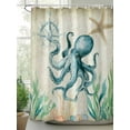 thumbnail image 2 of Beach Coastal Theme Shower Curtain, Vintage Sea Octopus Bathroom Decor Curtains Set with Hooks, Waterproof Fabric Home Accessories， 60 X 72 Inch Long, 2 of 6