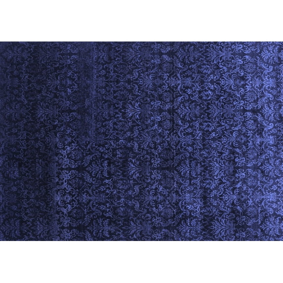 Ahgly Company Machine Washable Indoor Rectangle Abstract Blue Contemporary Area Rugs, 4' x 6'