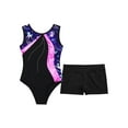 thumbnail image 4 of Yartina Girls' Ballet Gymnastics Leotard Figure Ice Skating Outfit Sparkly Bodysuit with Shorts Dance Navy Blue&Hot Pink 10, 4 of 7