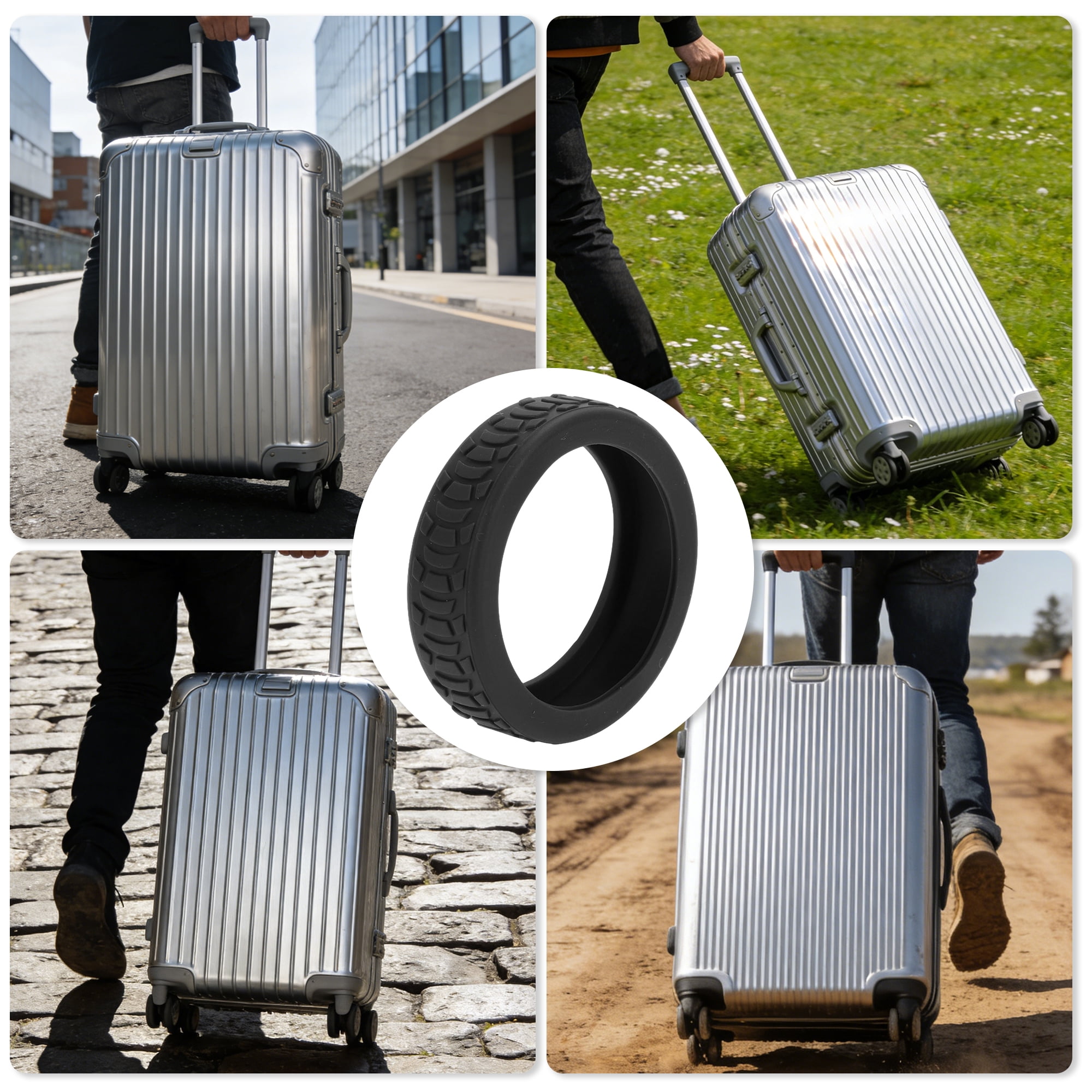 Unique Bargains Durable Convenient Luggage Wheel Covers for Travel 4Pcs Black