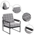 thumbnail image 3 of Metal Frame Accent Chair with Open Armrest, Upholstered Living Room Chair, Single Sofa Armchair with Thick Backrest and Lumbar for Bedroom/Office/Cafe,  Houndstooth, 3 of 7