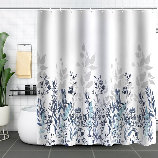 Cortina de baño, cortina de ducha de plantas verdes, impermeable y a prueba de moho, partición de cortina de baño de bosque con impresión digital 3D, no requiere perforación, xtl136, 150*180