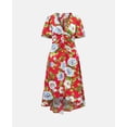 thumbnail image 5 of Red Oversize Floral Ruche Midi Dress, 5 of 7