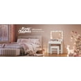 thumbnail image 4 of VASAGLE Vanity Desk with Power Outlets, Makeup Vanity with Mirror and Lights, with Upholstered Vanity Stool, 9 Dimmable LED Lights, 2 Compartments, 2 Drawers, for Bedroom, Cloud White, 4 of 4