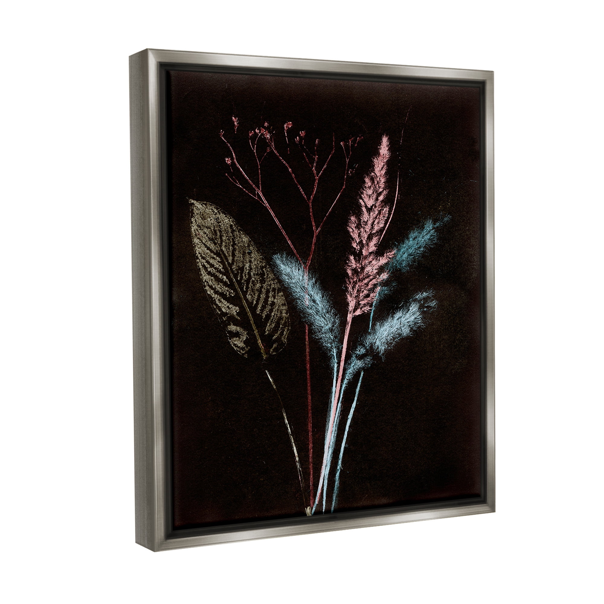 Stupell Industries Country Reeds Impressions Botanical & Floral Painting Gray Floater Framed Canvas Art Print Wall Art, 25 x 31