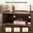 thumbnail image 3 of 26" Tall Walnut Nightstand with Charging Station, 2 Drawer Bedside Table with Tray Top, USB & Type-C Ports, AC Outlets, and Open Shelf for Bedroom or Living Room, 3 of 9
