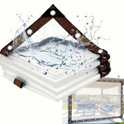 1pc Heavy-Duty Transparent Rainproof & Windproof Tarpaulin with Seal Ring - Thick Cover Suitable for Outdoor Garden, Chicken Coop, Camping, Car Awning, Roof Leaks Repair - Heavy Rain & Wind