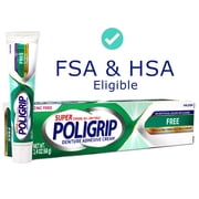 Super Poligrip Denture Adhesive Cream Free Triple Action, Zinc Free 2.4 Oz, 2 Pack