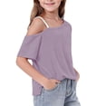 thumbnail image 6 of breaise Girl's Off The Shoulder Tops Short Sleeve Summer T Shirt Tops Trendy Cold Shoulder Tops, 6 of 10