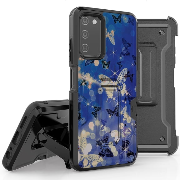 Armor Kombo Holster Rugged Cover Designed For Samsung Galaxy A03S Case Transparent Clear And Skull Series