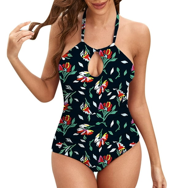 Gibobby Trajes de Baño Mujer Completo Bikini al cuello sin espalda sexy para mujer(Verde,XL)
