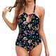 thumbnail image 1 of Gibobby Trajes de Baño Mujer Completo Bikini al cuello sin espalda sexy para mujer(Verde,XL), 1 of 5