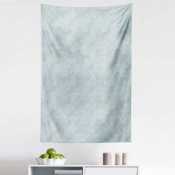 Flower Tapestry, Abstract Summer Blooms Hand Drawn Nature Themed Composition Ornate Petals, Fabric Wall Hanging Decor for Bedroom Living Room Dorm, 5 Sizes, Pale Blue Taupe, by Ambesonne