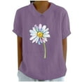 thumbnail image 2 of Blouses pour Femmes, T-Shirt Décontracté Imprimé Mode Manches Courtes Col Poupée Mignon Coton et Lin Blouse, 2 of 4