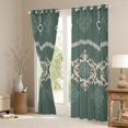 thumbnail image 3 of Feelyou Hippie Western Damask Black Out Curtains for Adult, Mandala Bohemian Curtains Pack of 2 (42x63 Each), Vintage Green Floral Print Bedroom Curtains, Curtains and Drapes Home Decor, 3 of 6