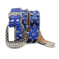 thumbnail image 2 of Jdlsppl Women's Faux Leather Belt PU Halloween Bling Rhinestone Dance Steampunk Punk Metal Buckle Summer Carnival Fashion Blue 36.5inches-41.5inches, 2 of 4