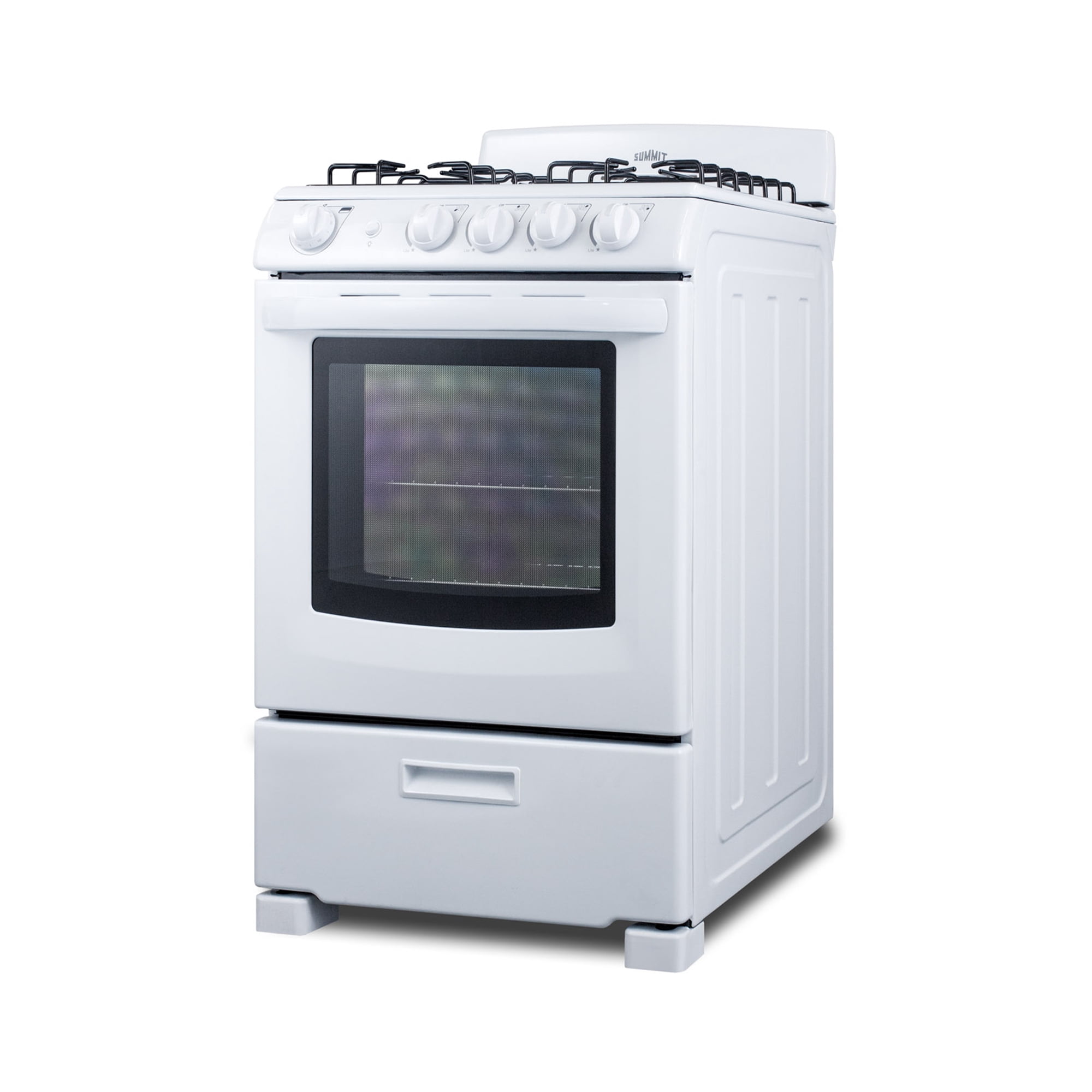 Summit 24 Inch Gas Range, 2.9 cu. ft. Oven, White - RG244WS