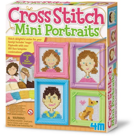 4M Cross Stitch Craft Sewing Kit, Mini Portraits