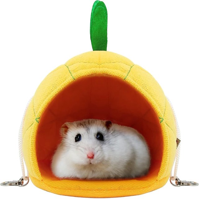 Hamaca suave para hámster, cama para casa, animales pequeños, hámster, casa colgante, jaula, nido para conejillo de indias, rata, chinchilla, dormir y jugar (piña)