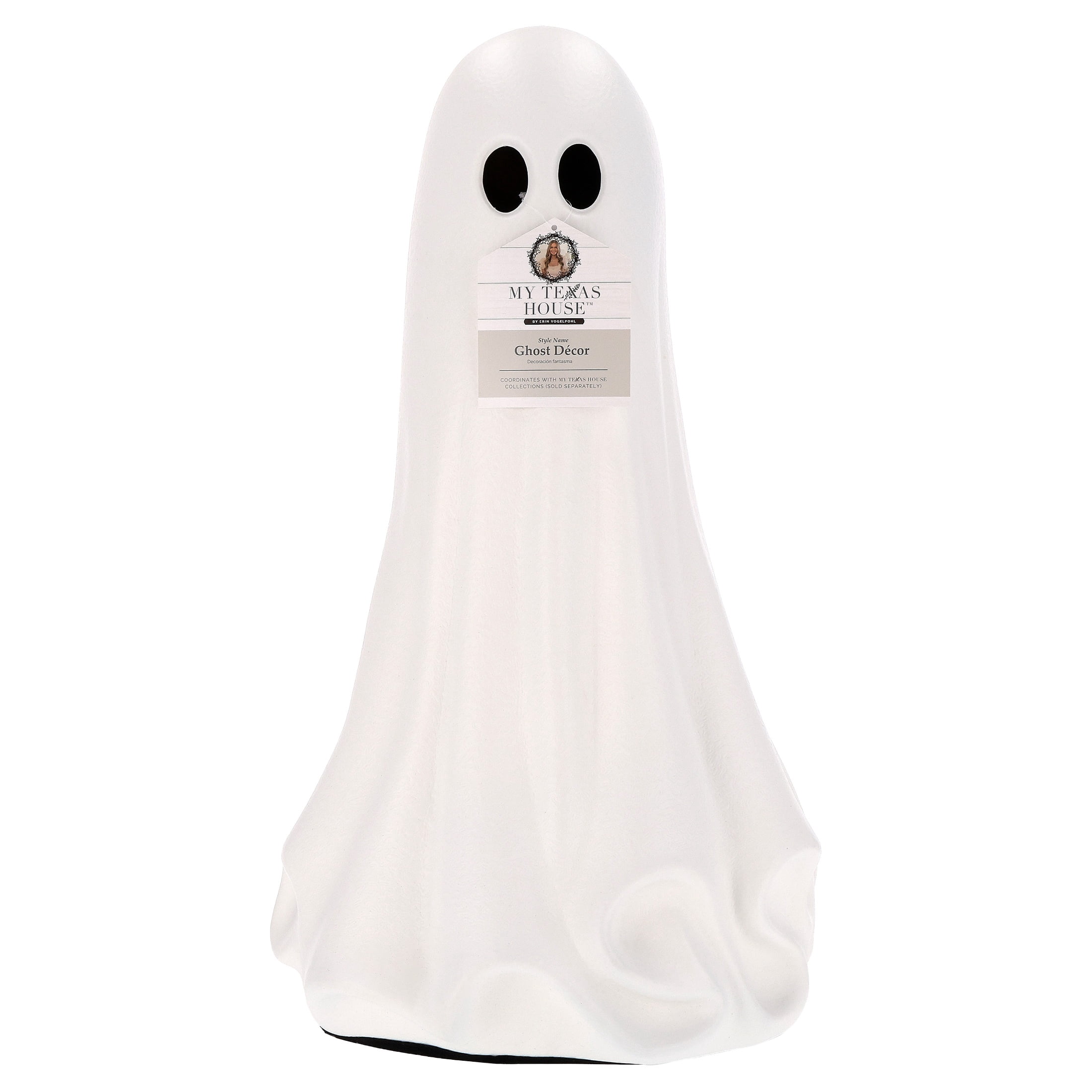 My Texas House Halloween Large Ghost Decoration, Black and White, 22"