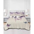 thumbnail image 3 of Wisteria King Size Down Alternative Comforter,Lightweight Comforter Quilt Bedding Set with Pillow Shams Spring Purple Flowers Butterflies Vintage Beige All Seasons Bed Comforter Duvet Insert 96"x106", 3 of 7
