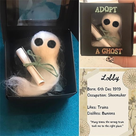 Adopt A Ghost - New Super Cute Little Pocket Ghost With A Tiny Scroll, Mini Plush Stuffed Doll, Creative Gift for Stories, Spooky Movies, Halloween Decoration Lovers