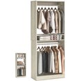 thumbnail image 5 of 25'' Freestanding Closet System - iSunirm Small Closet Organizer with 2 Hanging Rods & Shelves, Walk In Closet System for Home & Closet, Sturdy Garment Rack, 25''W x 16''D x 80''H, Whtie Oak, 5 of 8