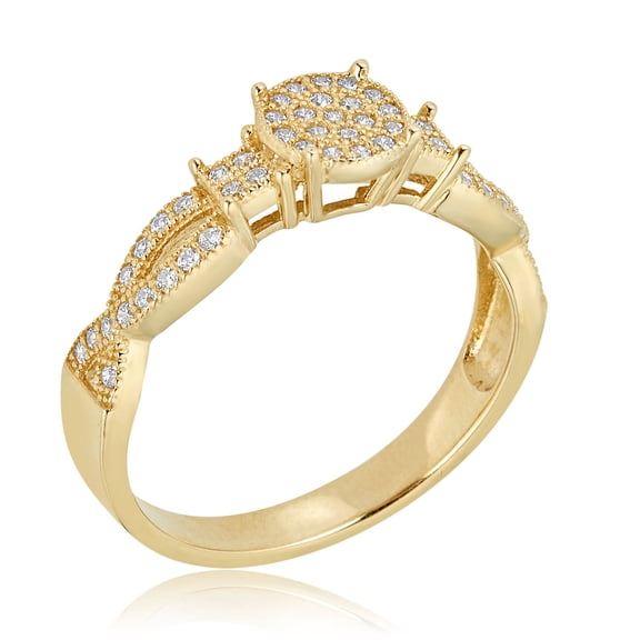 AVORA 10K Yellow Gold Simulated Diamond CZ Infinity Engagement Wedding Anniversary Band Ring  - Size 7