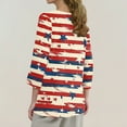 thumbnail image 6 of CHCNHAC Womens 4th Of July Shirts Trendy 4th Of July Printed Tops 4th Of July 3/4 Sleeve Button Down V-Neck Shirts Summer Loose Festival Shirts Red L, 6 of 6