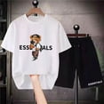 thumbnail image 2 of Shirts Shorts Suit Man Oversized Clothing Summer Tracksuit Casual Streetwear Korea Style Bear Cotton Mens T-Shirt Sets, 2 of 7