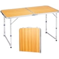 thumbnail image 1 of QueipA 4ft Portable Folding Camping Table, Outdoor Waterproof Adjustable Height Table, Aluminum Lightweight Suitcase Foldable Table for Picnic BBQ Beach Dining, 1 of 16
