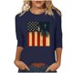 thumbnail image 1 of Mujeres Tres Cuartos de Manga Tops Impreso Cuello Redondo Blusa, 3/4 Manga Casual Camiseta para la Primavera, 1 of 6