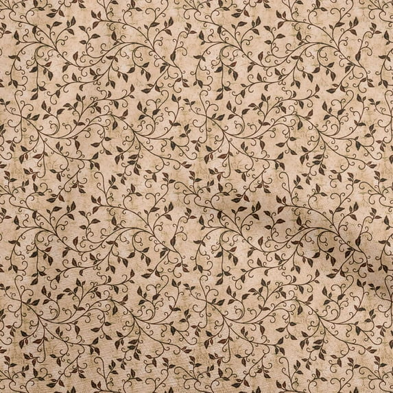 oneOone Velvet Brown Fabric Asian Leaf Quilting Supplies Print Sewing Fabric By The Yard 58 Inch Wide