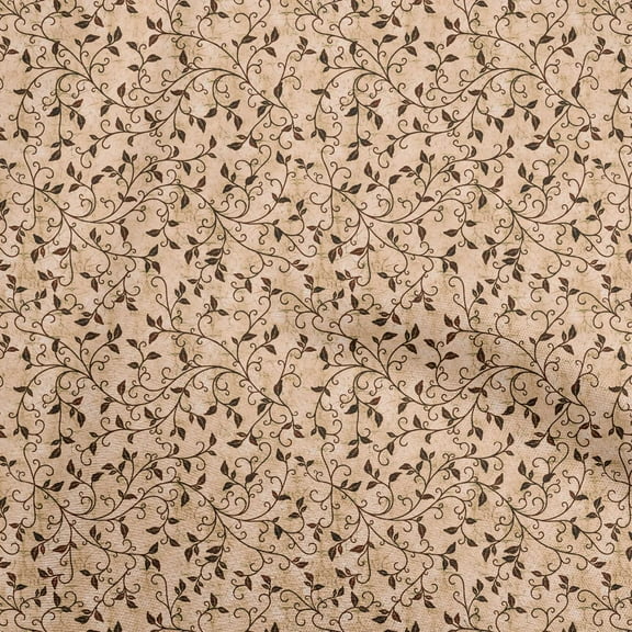 oneOone Polyester Spandex Brown Fabric Asian Leaf Sewing Material Print Fabric By The Yard 56 Inch Wide