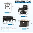 thumbnail image 4 of Gotland 8 Seats Outdoor Metal Patio Furniture Set with 2 Swivel Rocking Chairs&55,000 BTU Gas Fire Pit Table w/Glass Wind Guard Patio Conversation Sectional Sofa Sets-Black, 4 of 8