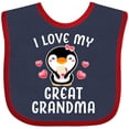 thumbnail image 3 of Inktastic I Love My Great Grandma with Cute Penguin and Hearts Girls Baby Bib, 3 of 4