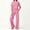 Style1-Pink womens outfits, variant on Maqroz Women 2 Piece Outfits Sets Summer Solid Crew Neck Short Sleeve Top and Long Pants Set Elastic Waist with Pockets Vacation Travel Wine XXL