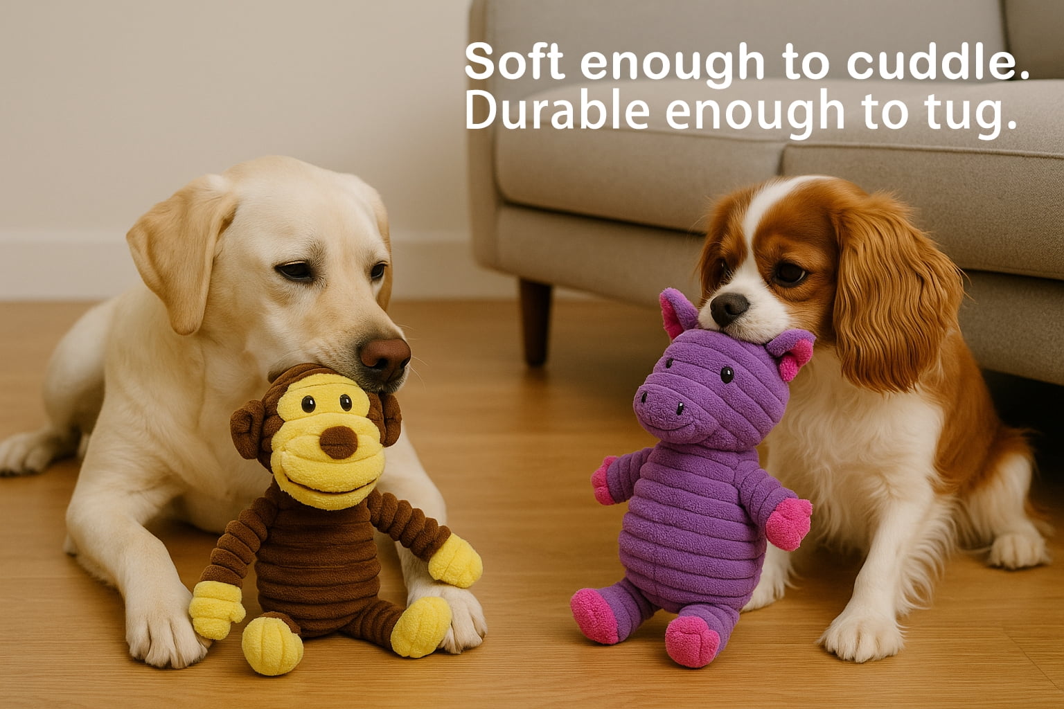 Jalousie Plush Toys Assortment Value Bundle Puppy Pet Mutt Squeak Toy for Medium Large Dogs (5 Pack Corduroy)
