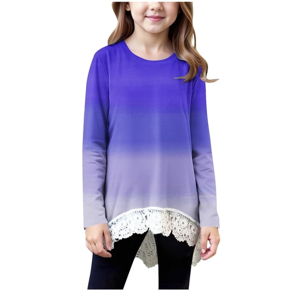 LIaqionyy Girls Tunic Tops Crew Neck Casual Loose Soft Pullover Long Sleeve Blouse T Shirt Tee Fall Winter Clothes