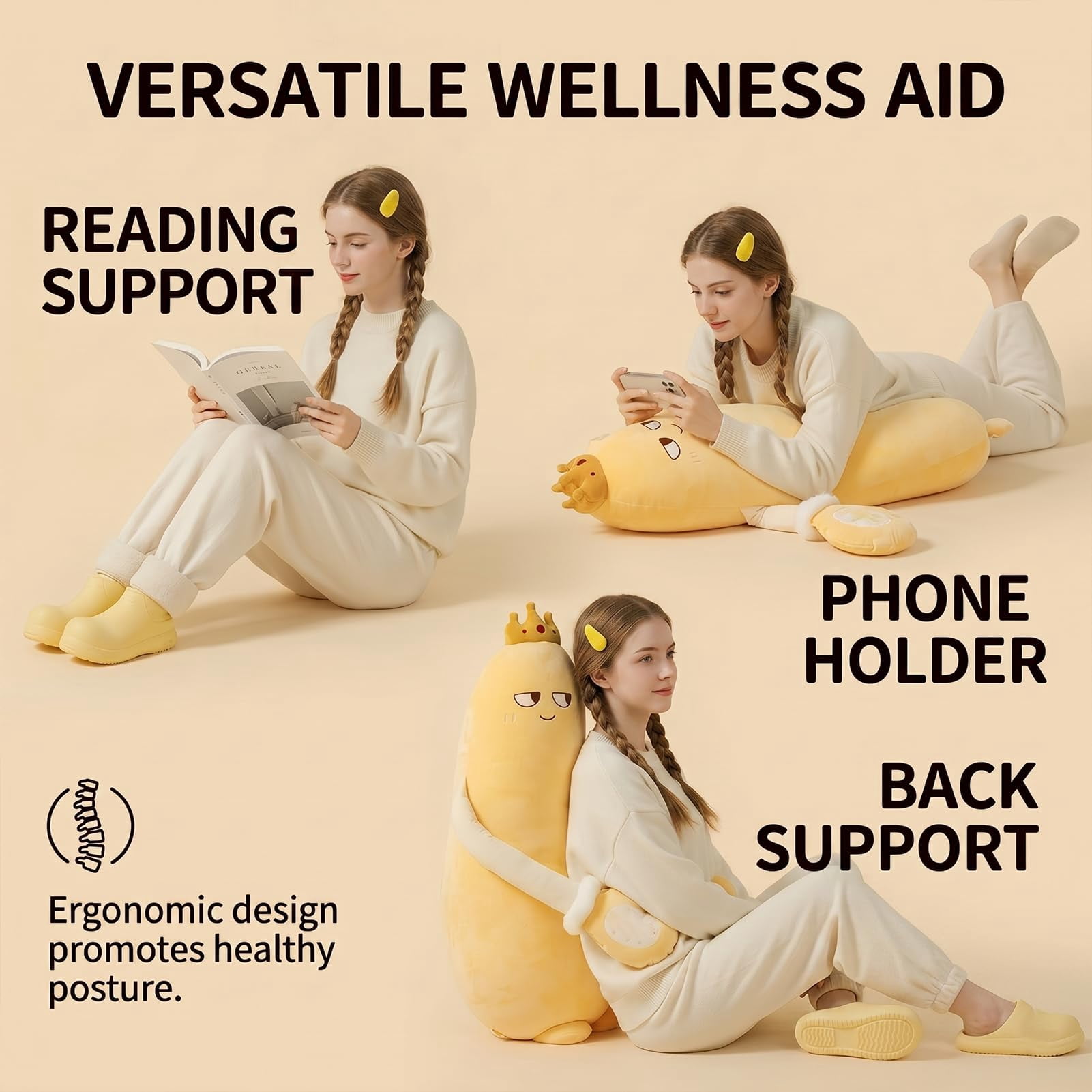 Okya Hugging Pillow for Adults, Heated Patting Okya Plush Long Pillow with Bluetooth Recording for Nighttime Rest