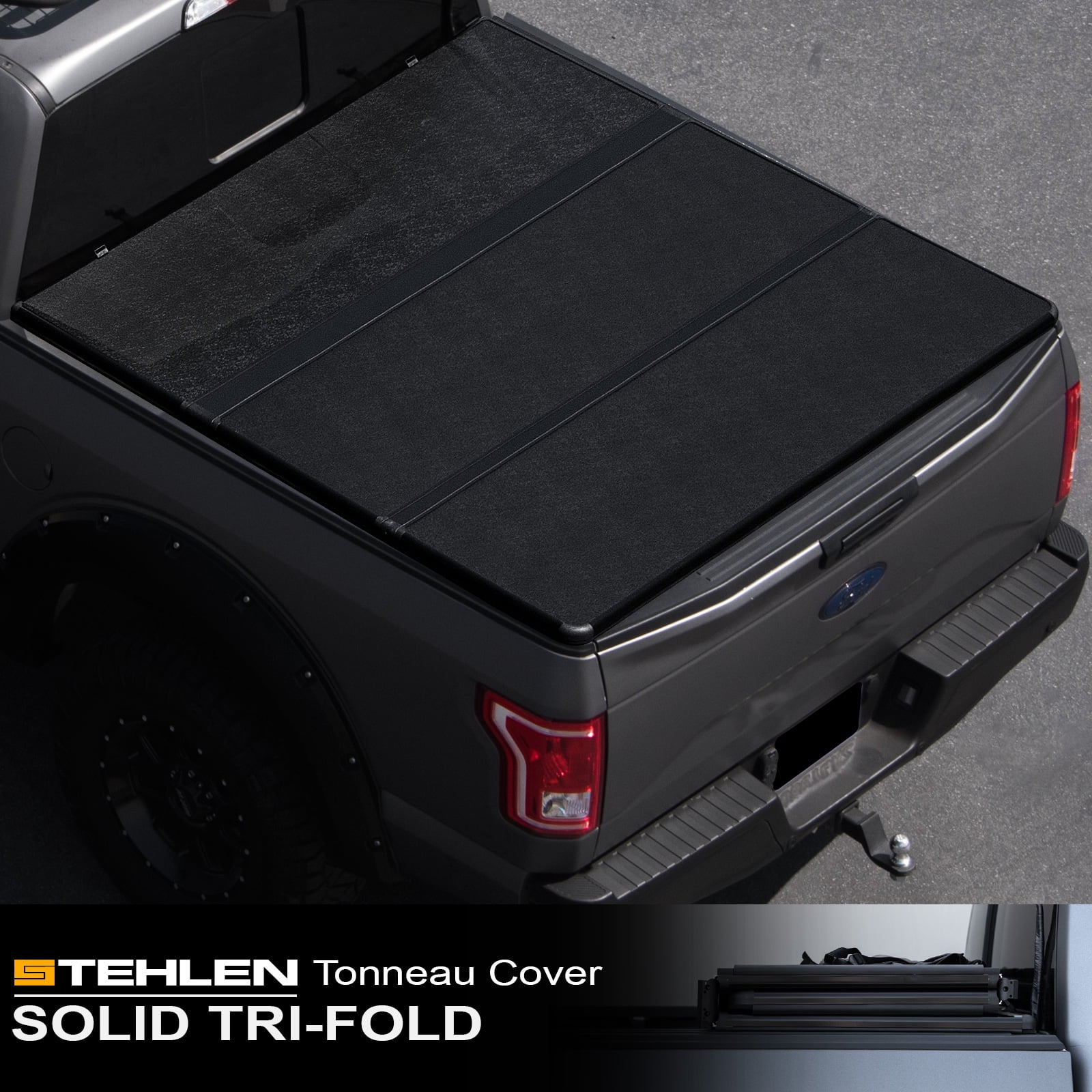 Stehlen 714937190306 Solid Tri Fold Style Truck Bed Tonneau Cover With Tool Bag For 16 18 Toyota Tacoma Access Extended Double Crew Cab 6 Feet 72 Long Bed Walmart Com Walmart Com