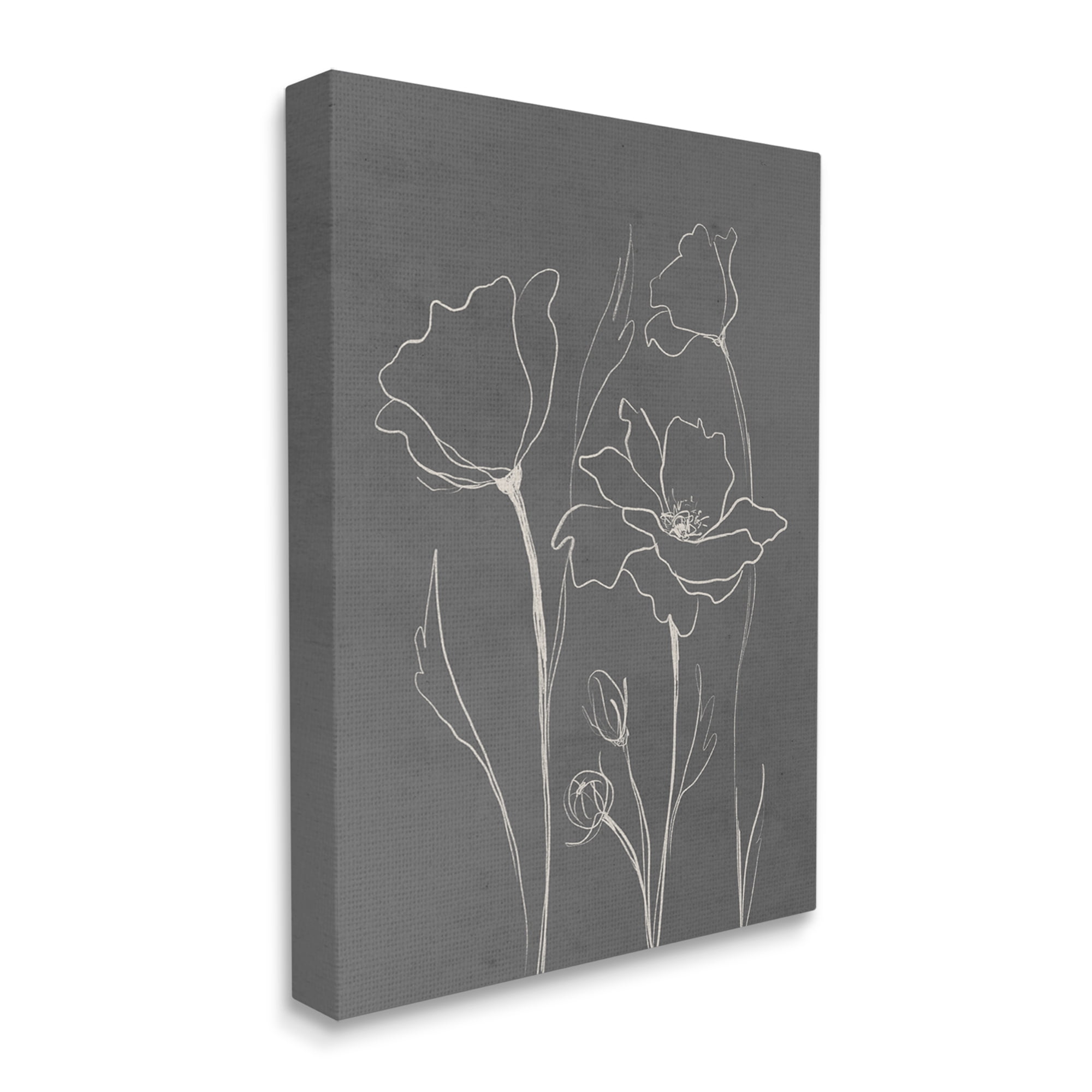 Stupell Industries Blooming Flower Buds Casual Grey Line Doodle Graphic Art Gallery Wrapped Canvas Print Wall Art, Design by Elizabeth Medley