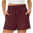 thumbnail image 3 of ClodeEU Women's Drawstring Waist Shorts,Lightweight Casual Loose Fit Summer Shorts with Pockets Wine,Women's Plus XXL, 3 of 8
