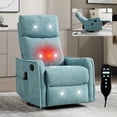 thumbnail image 4 of CQSXDA Living Room Heat Massage Recliner Chair in Light Fabric Featuring Rocker and Swivel Design，Antique blue green, 4 of 17