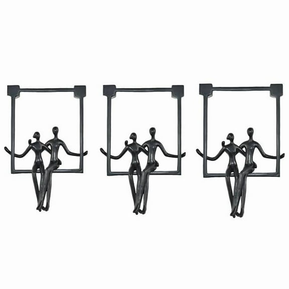 Adam & Friends Swinging Couple Sculpture | 3-Pack | Black