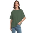 thumbnail image 2 of Women Oversized T-Shirt Loose Fit Workout Tops Short Sleeve Gym Basic Tee Shirt, 2 of 7