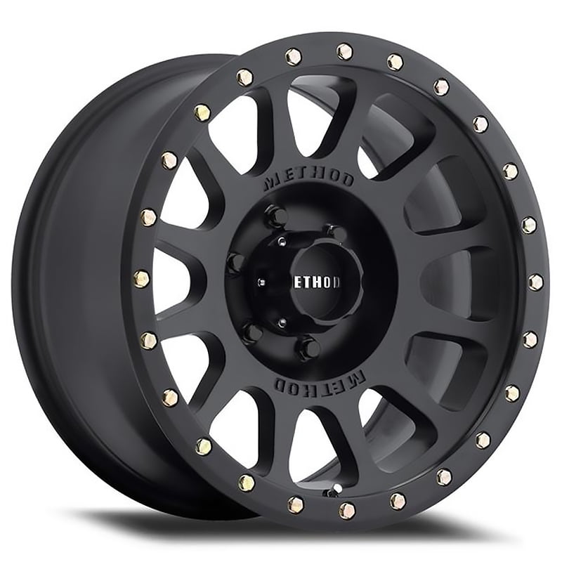 18x9/6x5.5 18 mm offset Method Race Wheels Roost Matte Black Wheel with Machined Center Ring 
