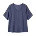 thumbnail image 5 of Babysbule Women's V-Neck Button Shoulder Short Sleeve Relaxed Fit Casual Blouse Everyday Basic Top, 5 of 9