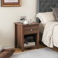 thumbnail image 4 of Costway 2 PCS Nightstand side Table with Drawer Open Shelf for Living Room Bedroom Walnut, 4 of 10
