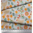 thumbnail image 2 of Soimoi Velvet Fabric Leaves,Cock & Chick Cartoon Print Sewing Fabric Yard 58 Inch Wide, 2 of 3